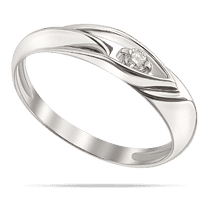 обзорное фото Кольцо в белом золоте женское с бриллиантом 040496  Золотые кольца с бриллиантами