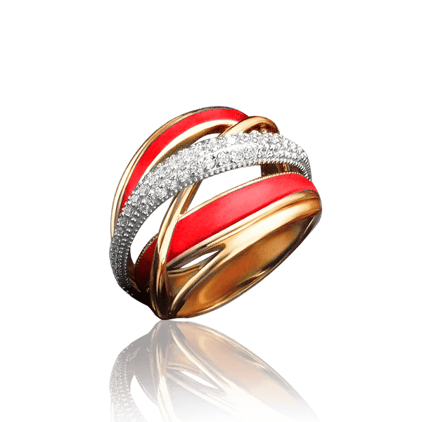 Золотое кольцо с красной эмалью и фианитами 030823 детальное изображение ювелирного изделия Золотые кольца с эмалью Золотое кольцо с красной эмалью и фианитами 030823 детальное изображение ювелирного изделия Золотые кольца с эмалью