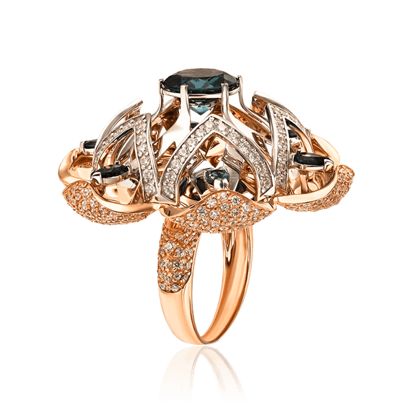 Золотое кольцо в эксклюзивном дизайне Цветок с топаз лондон 034495 детальное изображение ювелирного изделия Золотые кольца Золотое кольцо в эксклюзивном дизайне Цветок с топаз лондон 034495 детальное изображение ювелирного изделия Золотые кольца