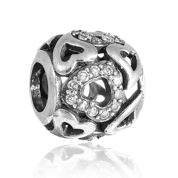 Серебряный подвес-шарм Сердечки с фианитами 024809 детальное изображение ювелирного изделия Серебряные подвесы-шармы (бусины) Серебряный подвес-шарм Сердечки с фианитами 024809 детальное изображение ювелирного изделия Серебряные подвесы-шармы (бусины)