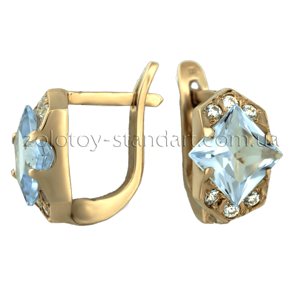 Золоті сережки з топазом 58261 детальне зображення ювелірного виробу Золоті сережки з топазом 58261 детальне зображення ювелірного виробу