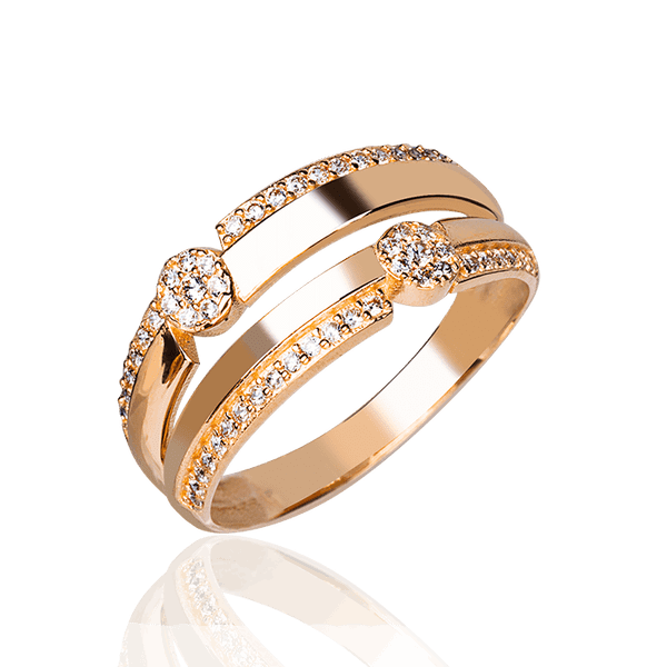 Кольцо в красном золоте 585 с фианитами 032764 детальное изображение ювелирного изделия Золотые кольца Кольцо в красном золоте 585 с фианитами 032764 детальное изображение ювелирного изделия Золотые кольца