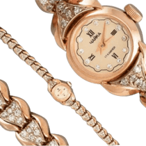 обзорное фото Женские часы из золота с цирконием 036183  Женские золотые часы