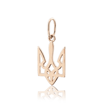 обзорное фото Кулон Герб Украины из красного золота 031392 Украинская символика из золота и серебра обзорное фото Кулон Герб Украины из красного золота 031392  Украинская символика из золота и серебра