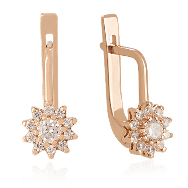 Золотые серьги с цирконием 024605 детальное изображение ювелирного изделия Золотые серьги с фианитом Золотые серьги с цирконием 024605 детальное изображение ювелирного изделия Золотые серьги с фианитом