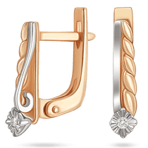 оглядове фото Сережки з візерунками з червоного та білого золота та діамантами 039830