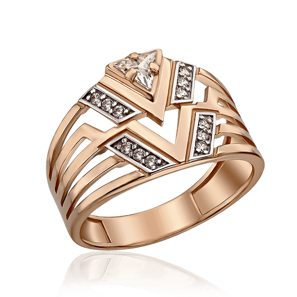 Широкое золотое кольцо женское с фианитами 033655 детальное изображение ювелирного изделия Золотые кольца Широкое золотое кольцо женское с фианитами 033655 детальное изображение ювелирного изделия Золотые кольца