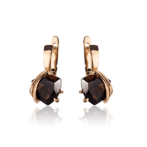 обзорное фото Золотые серьги с раухтопазом 029744  Золотые серьги с раухтопазом