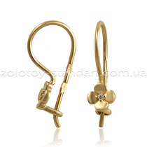 обзорное фото Золотые серьги Цветочки 2104901  Серьги с камнями