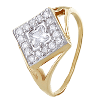 обзорное фото Серебряное кольцо КК3Ф/025  Кольца с позолотой