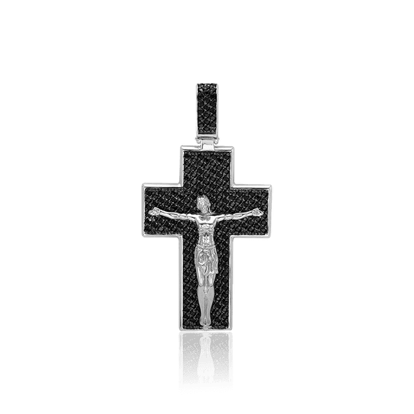 Серебряный крестик с черными фианитами Распятие 034443 детальное изображение ювелирного изделия Серебряные подвески крестики Серебряный крестик с черными фианитами Распятие 034443 детальное изображение ювелирного изделия Серебряные подвески крестики