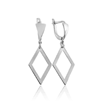 обзорное фото Серебряные серьги подвески Ромб 034848  Серебряные серьги