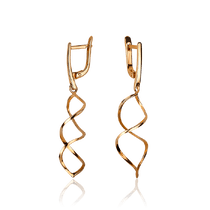 обзорное фото Золотые серьги ДНК на английском замке 030485 Золотые серьги без вставок обзорное фото Золотые серьги ДНК на английском замке 030485  Золотые серьги без вставок