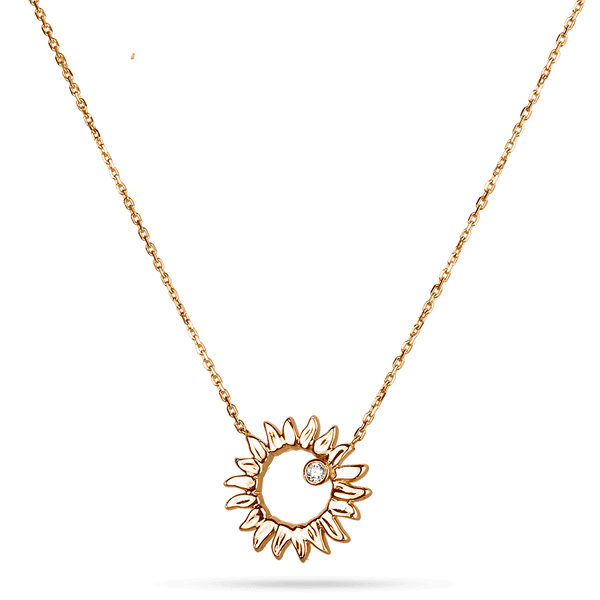 Золоте кольє з підвіскою Соняшник з фіанітиком 585 проба 038192 детальне зображення ювелірного виробу Золоте кольє з підвіскою Соняшник з фіанітиком 585 проба 038192 детальне зображення ювелірного виробу