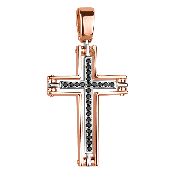 Золотой объемный крест с черными фианитами, 585 проба золота 037967 детальное изображение ювелирного изделия Декоративные золотые крестики Золотой объемный крест с черными фианитами, 585 проба золота 037967 детальное изображение ювелирного изделия Декоративные золотые крестики