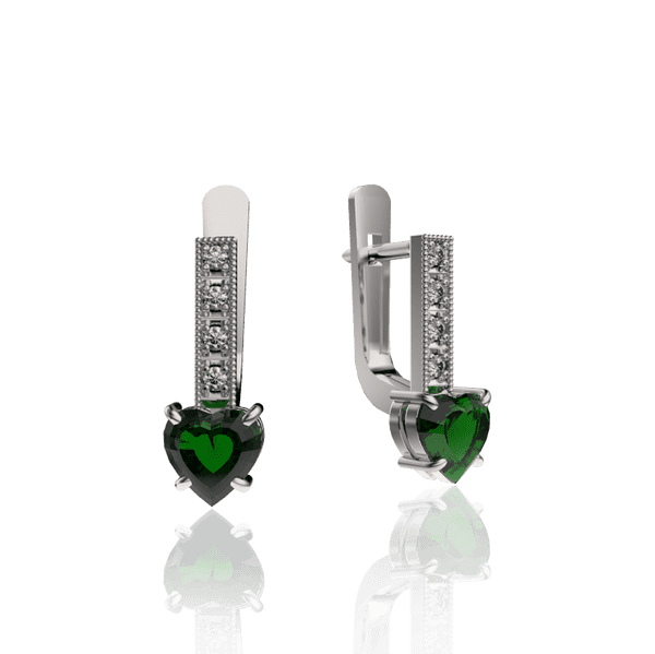 Золотые серьги с бриллиантами и изумрудом 030326 детальное изображение ювелирного изделия Золотые серьги с изумрудами Золотые серьги с бриллиантами и изумрудом 030326 детальное изображение ювелирного изделия Золотые серьги с изумрудами