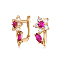 обзорное фото Золотые серьги с фианитами 025742  Серьги с камнями