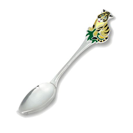 Детская ложка из серебра Тигренок с эмалью 031850 детальное изображение ювелирного изделия Серебряные детские ложечки