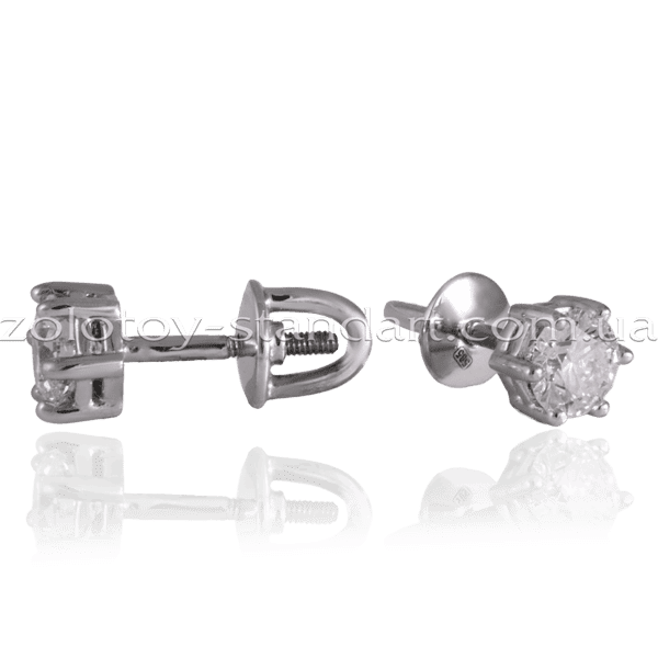 Серьги с бриллиантом в белом золоте E0465 детальное изображение ювелирного изделия Золотые серьги с бриллиантами