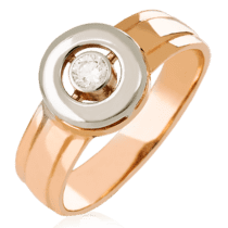 обзорное фото Золотое кольцо с бриллиантом 023824  Золотые кольца с бриллиантами