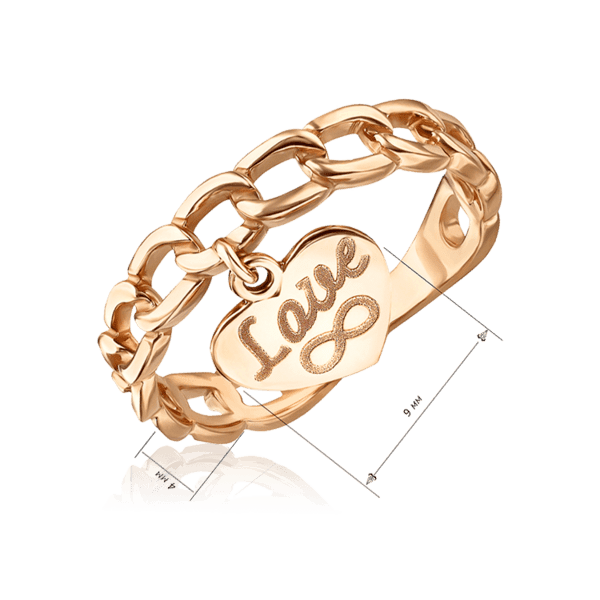кольцо золотое с подвесным элементом сердце