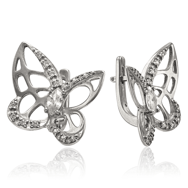 Сережки серебряные Бабочки с английским замком 034870 детальное изображение ювелирного изделия Серебряные серьги Сережки серебряные Бабочки с английским замком 034870 детальное изображение ювелирного изделия Серебряные серьги