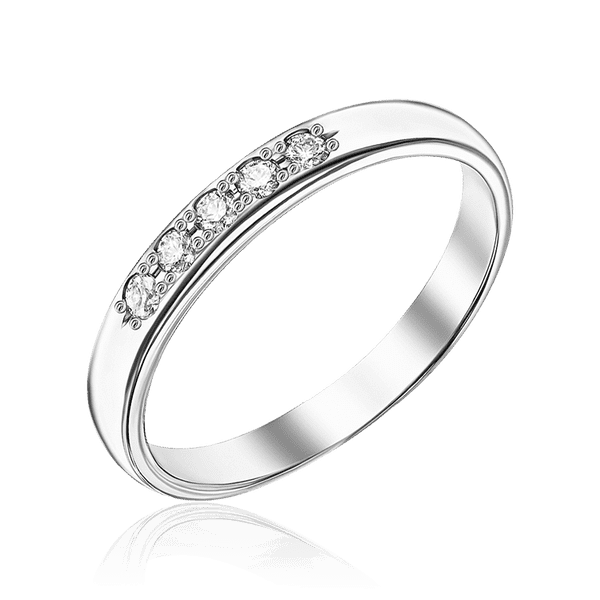 Кольцо в белом золоте 5 бриллиантов 036600 детальное изображение ювелирного изделия Золотые кольца Кольцо в белом золоте 5 бриллиантов 036600 детальное изображение ювелирного изделия Золотые кольца