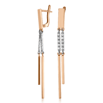 обзорное фото Золотые серьги 430111 Золотые серьги с фианитом обзорное фото Золотые серьги 430111  Золотые серьги с фианитом