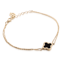 обзорное фото Браслет из лимонного золота Клевер с ониксом 035341 Золотые браслеты обзорное фото Браслет из лимонного золота Клевер с ониксом 035341  Золотые браслеты