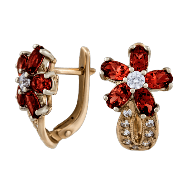 Золотые серьги с гранатом 102437 детальное изображение ювелирного изделия Золотые серьги с гранатом