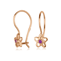 обзорное фото Золотые серьги в форме Цветов 1,3,0352  Серьги с камнями