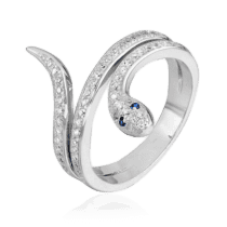 обзорное фото Серебряное кольцо Змея с фианитами 024703  Серебряные кольца с фианитом