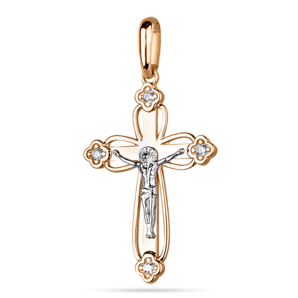 Комбинированный золотой подвес крестик с распятием и фианитами 585 проба 038243 детальное изображение ювелирного изделия Крестики женские Комбинированный золотой подвес крестик с распятием и фианитами 585 проба 038243 детальное изображение ювелирного изделия Крестики женские