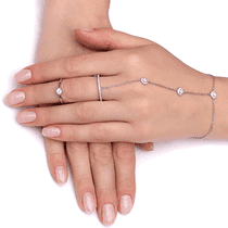 обзорное фото Серебряный браслет с кольцом 024673  Серебряные женские браслеты