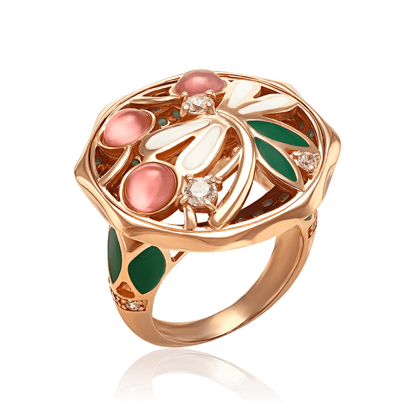 Креативное золотое кольцо с улекситом и фианитами Весеннее настроение 033754 детальное изображение ювелирного изделия Золотые кольца Креативное золотое кольцо с улекситом и фианитами Весеннее настроение 033754 детальное изображение ювелирного изделия Золотые кольца