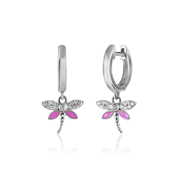 Детские серебряные серьги конго Стрекоза 031175 детальное изображение ювелирного изделия Серебряные серьги с камнями Детские серебряные серьги конго Стрекоза 031175 детальное изображение ювелирного изделия Серебряные серьги с камнями