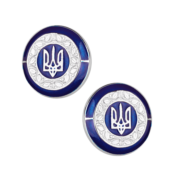 Срібні запонки з Тризубом (Герб України) 037856 детальне зображення ювелірного виробу