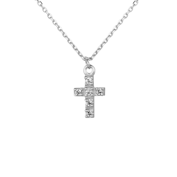 Колье в белом золоте Крест с фианитами 027477 детальное изображение ювелирного изделия Золотые колье с камнями Колье в белом золоте Крест с фианитами 027477 детальное изображение ювелирного изделия Золотые колье с камнями