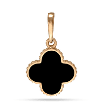 обзорное фото Золотой кулон Клевер с черной эмалью 033888 Золотые кулоны с эмалью обзорное фото Золотой кулон Клевер с черной эмалью 033888  Золотые кулоны с эмалью