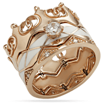 обзорное фото Золотое кольцо Корона 3 в1 с фианитами и эмалью 027849  Золотые кольца Короны