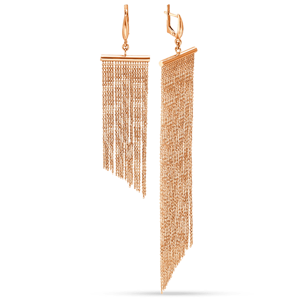 Ассиметричные золотые вечерние серьги цепочки 036799 детальное изображение ювелирного изделия Золотые серьги без вставок Ассиметричные золотые вечерние серьги цепочки 036799 детальное изображение ювелирного изделия Золотые серьги без вставок