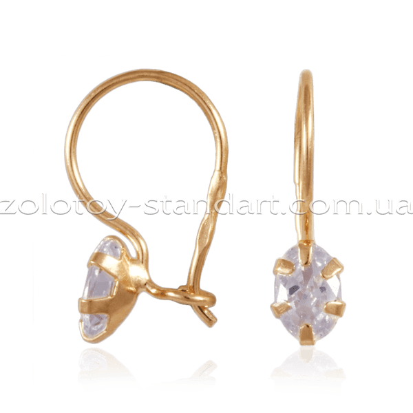 Детские золотые серьги с фианитом 9206218 детальное изображение ювелирного изделия Серьги с камнями