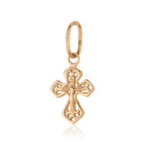 обзорное фото Золотой кретик с Распятием без вставок 027809 Золотые крестики православные обзорное фото Золотой кретик с Распятием без вставок 027809  Золотые крестики православные