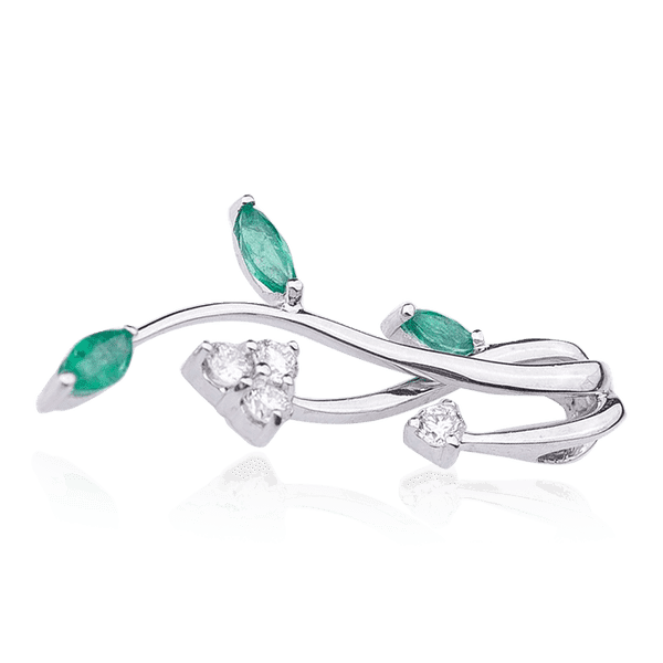 Кулон из белого золота 585 с изумрудами и бриллиантами 032971 детальное изображение ювелирного изделия Золотые подвески с камнями Кулон из белого золота 585 с изумрудами и бриллиантами 032971 детальное изображение ювелирного изделия Золотые подвески с камнями