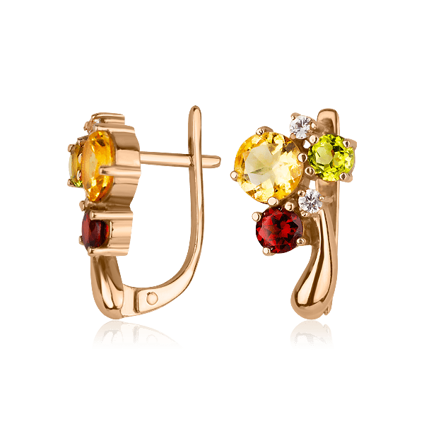 Золотые серьги с гранатом 2230 детальное изображение ювелирного изделия Золотые серьги с хризолитом