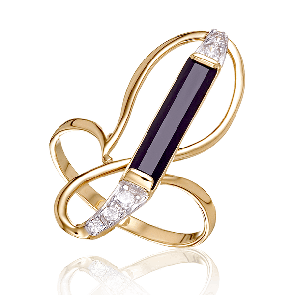 Кольцо с агатом и фианитами в красном золоте 033996 детальное изображение ювелирного изделия Золотые кольца Кольцо с агатом и фианитами в красном золоте 033996 детальное изображение ювелирного изделия Золотые кольца