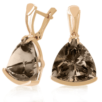 обзорное фото Золотые серьги с раухтопазом 023445  Золотые серьги с раухтопазом