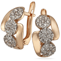 обзорное фото Золотые серьги женские сияющие круги 033601  Золотые серьги