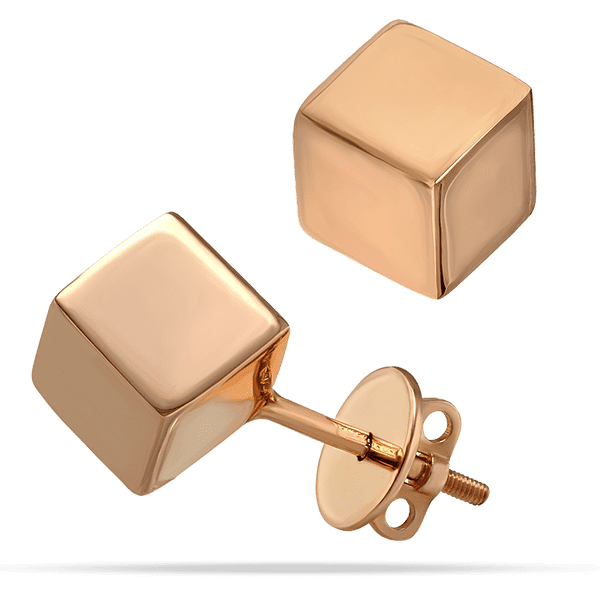 Серьги-пусеты в красном золоте Кубики 025503 детальное изображение ювелирного изделия Золотые серьги без вставок Серьги-пусеты в красном золоте Кубики 025503 детальное изображение ювелирного изделия Золотые серьги без вставок