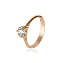 обзорное фото Золотое кольцо с фианитом 028223  Золотые кольца для помолвки с цирконием